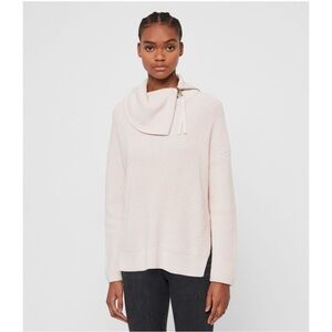 All Saints Kadine Roll Neck Zip Sweater in Hush Pink